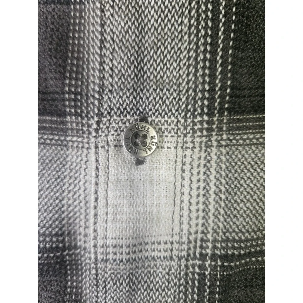 Kuhl Joyrydr Flannel Shirt Mens XL Grey White Plaid Cotton Tencel Button Up 7373